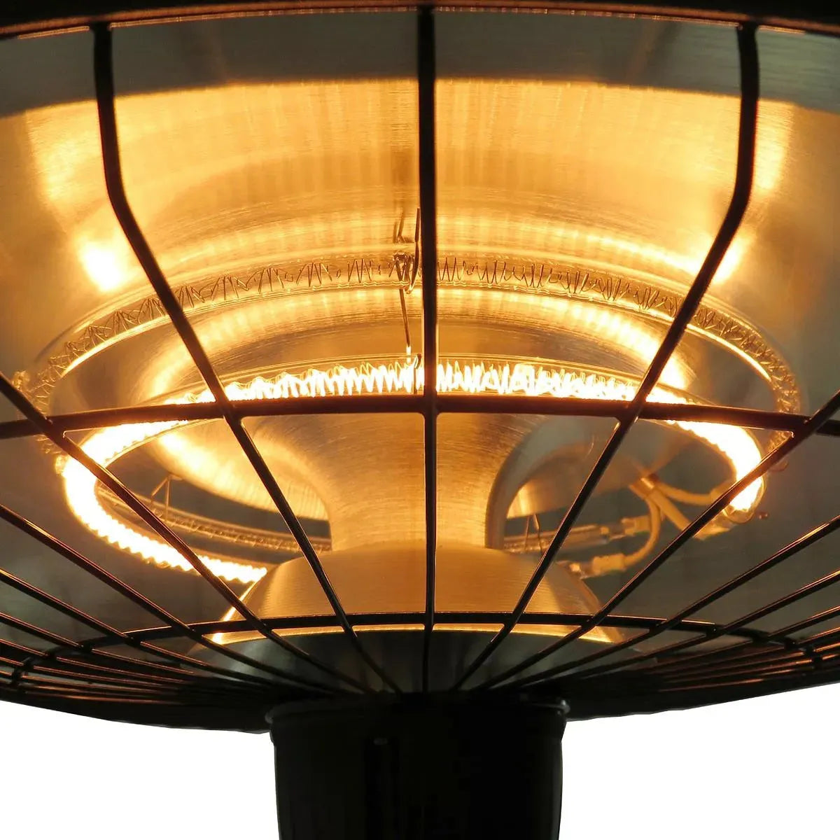 Adjustable Power Infrared Halogen Electric Patio Light Heater 1000/2500W Ceiling Hanging Mount, Black