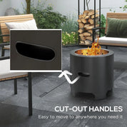 Smokeless Fire Pit Portable Wood Burning, 45cm, Black, Round Metal Bonfire Stove with Poker for Garden Camping