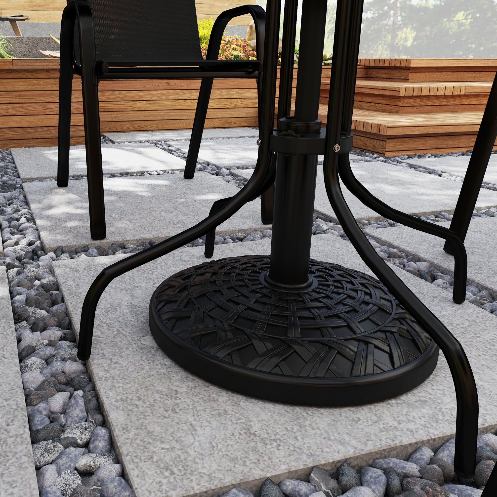 Garden Parasol Base 12kg Round Resin Heavy Duty Outdoor Umbrella Stand for 38mm or 48mm Poles, Black