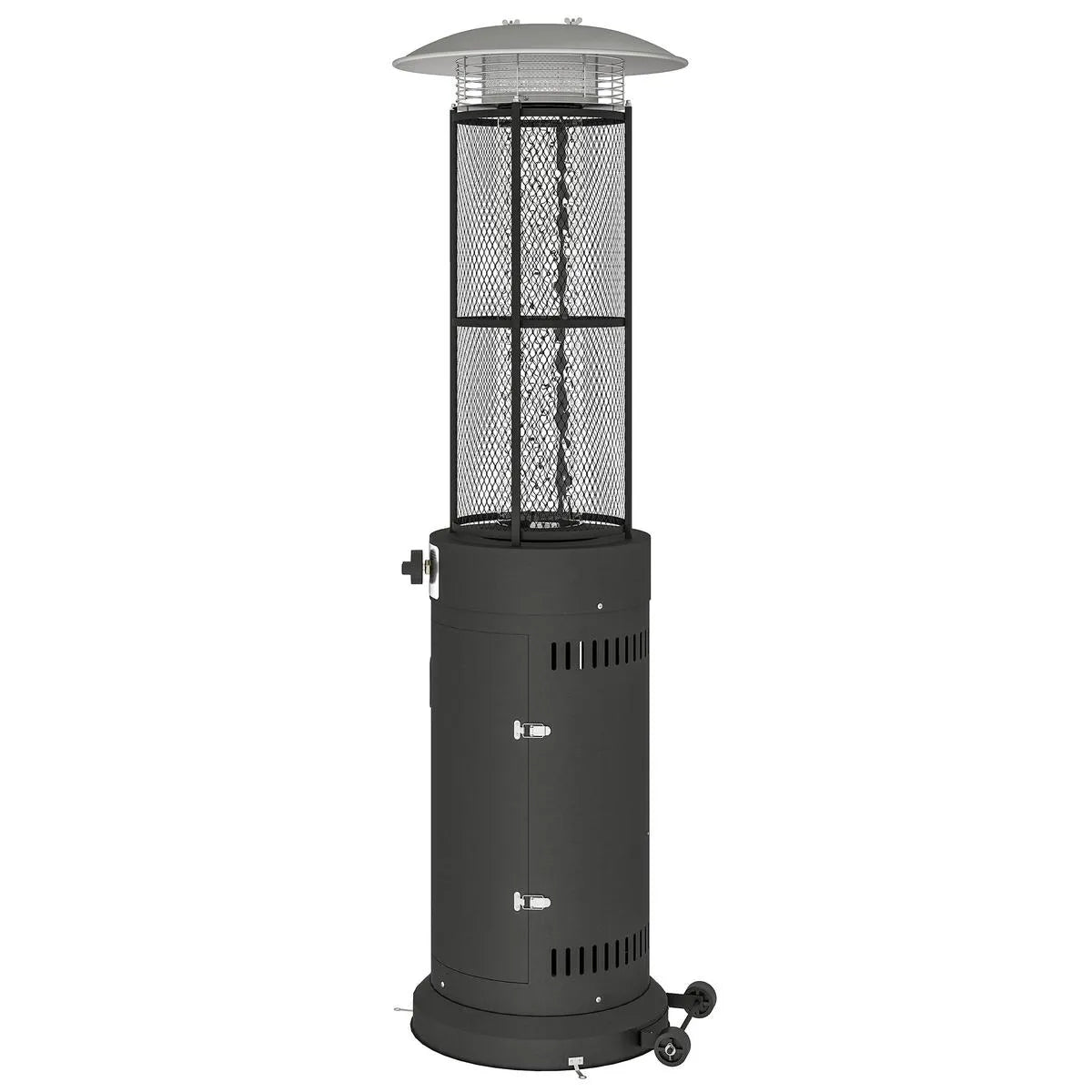 Freestanding Gas Patio Heater 11kW Adjustable Outdoor Garden Propane Heater Tip-Over Switch Wheels Pulse Ignition Black