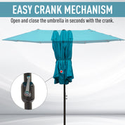 Double Garden Parasol 4.6m Outdoor Patio Sun Umbrella, Sky Blue