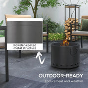 Smokeless Fire Pit Portable Wood Burning, 38cm, Dark Grey with Spark Screen and Poker for Garden Patio Picnic Bonfire Stove