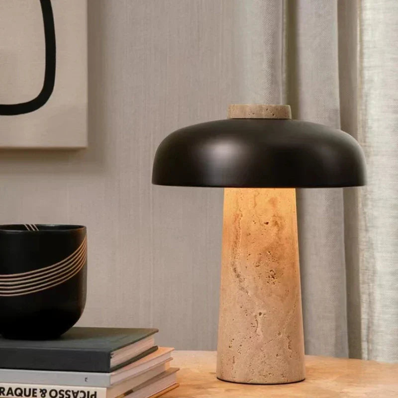 Table Lamp Travertine Stone - FUSORX | Natural Elegance