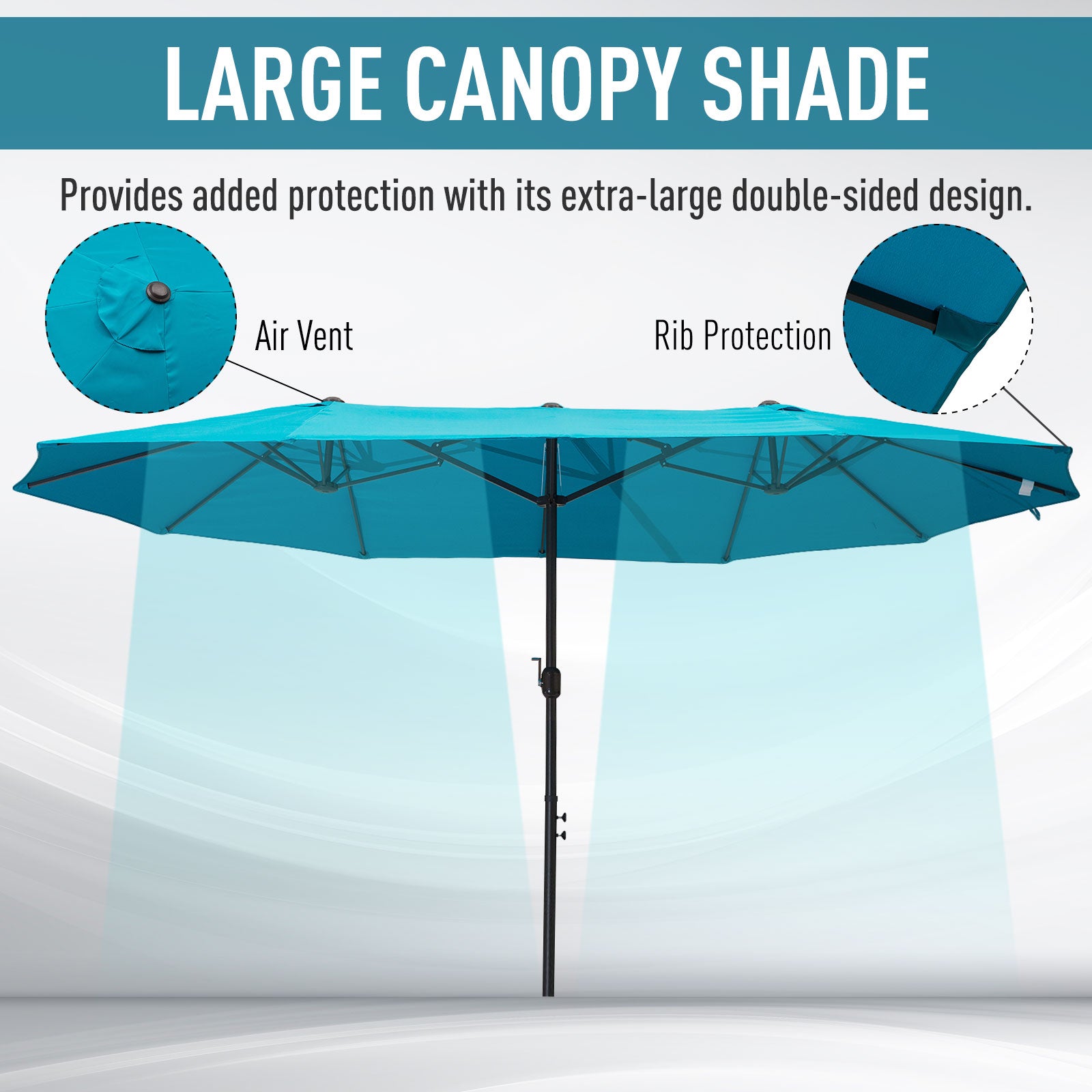 Double Garden Parasol 4.6m Outdoor Patio Sun Umbrella, Sky Blue