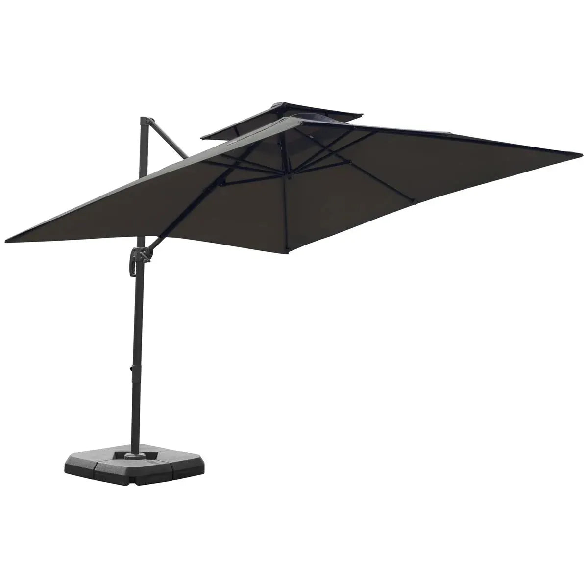Cantilever Parasol 360° Rotation Angle Adjustment Outdoor Market Garden Umbrella, Dark Grey