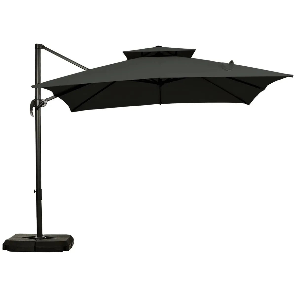 Cantilever Parasol 360° Rotation Angle Adjustment Outdoor Market Garden Umbrella, Dark Grey