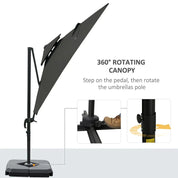 Cantilever Parasol 360° Rotation Angle Adjustment Outdoor Market Garden Umbrella, Dark Grey