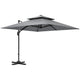 Cantilever Parasol 3x3m Aluminium Frame Crank Tilt 360° Rotation Double Top Garden Umbrella with Cover Cross Base Only, Light Grey