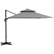 Cantilever Parasol 3x3m Aluminium Frame Crank Tilt 360° Rotation Double Top Garden Umbrella with Cover Cross Base Only, Light Grey