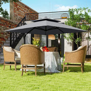 Cantilever Parasol 3x3m Aluminium Frame Crank Tilt 360° Rotation Double Top Garden Umbrella with Cover Cross Base Only, Light Grey
