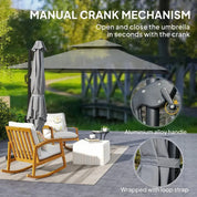 Cantilever Parasol 3x3m Aluminium Frame Crank Tilt 360° Rotation Double Top Garden Umbrella with Cover Cross Base Only, Light Grey