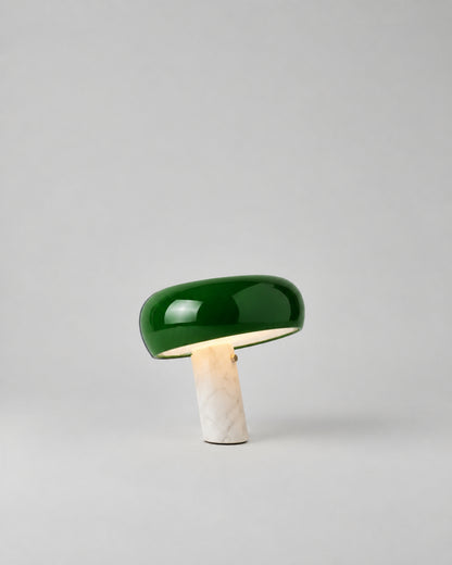 CAMOS Marble Mushroom Table Lamp — Nordic Design, Soft LED Glow — Green Small, studio packshot on grey background | DecoHarmonie