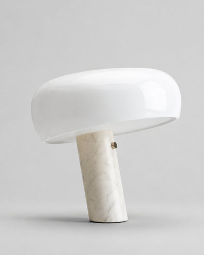 CAMOS Marble Mushroom Table Lamp — Nordic Design, Soft LED Glow — White Large, studio packshot on grey background | DecoHarmonie