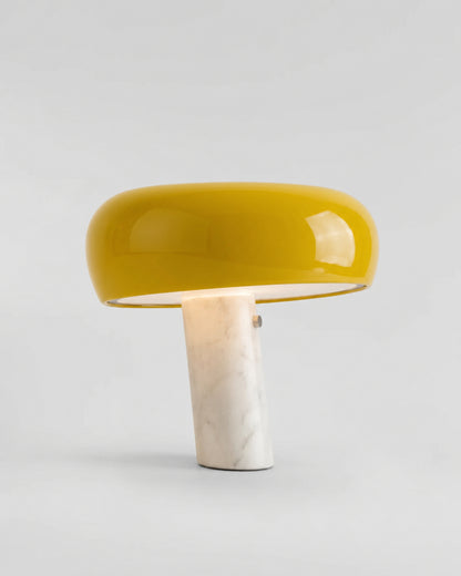 CAMOS Marble Mushroom Table Lamp — Nordic Design, Soft LED Glow — Yellow Large, studio packshot on grey background | DecoHarmonie