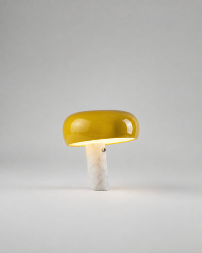 CAMOS Marble Mushroom Table Lamp — Nordic Design, Soft LED Glow — Yellow Small, studio packshot on grey background | DecoHarmonie