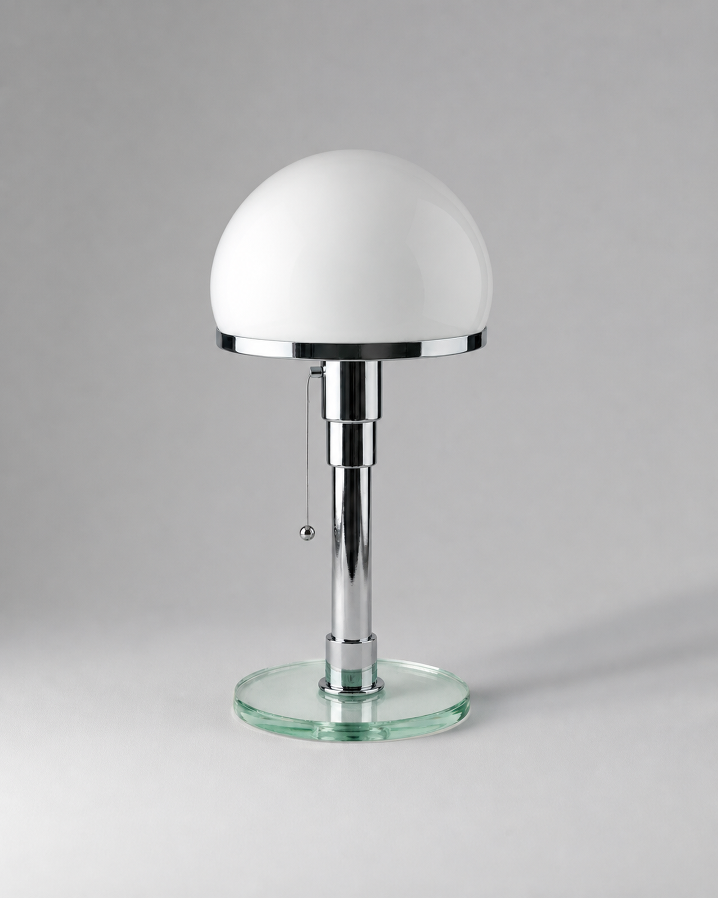 DOLIA Bauhaus Table Lamp — Opal Glass Globe, Chrome Base — Chrome, alternate studio | DecoHarmonie