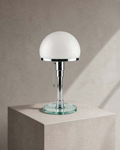 DOLIA Bauhaus Table Lamp — Opal Glass Globe, Chrome Base — Chrome, editorial | DecoHarmonie