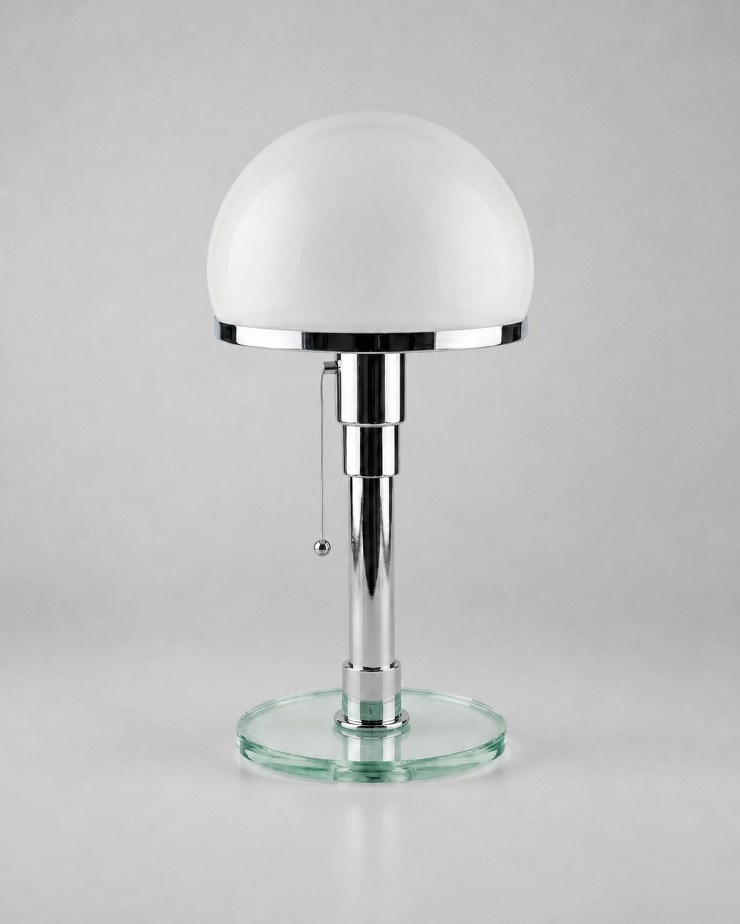 DOLIA Bauhaus Table Lamp — Opal Glass Globe, Chrome Base — Chrome, material detail | DecoHarmonie