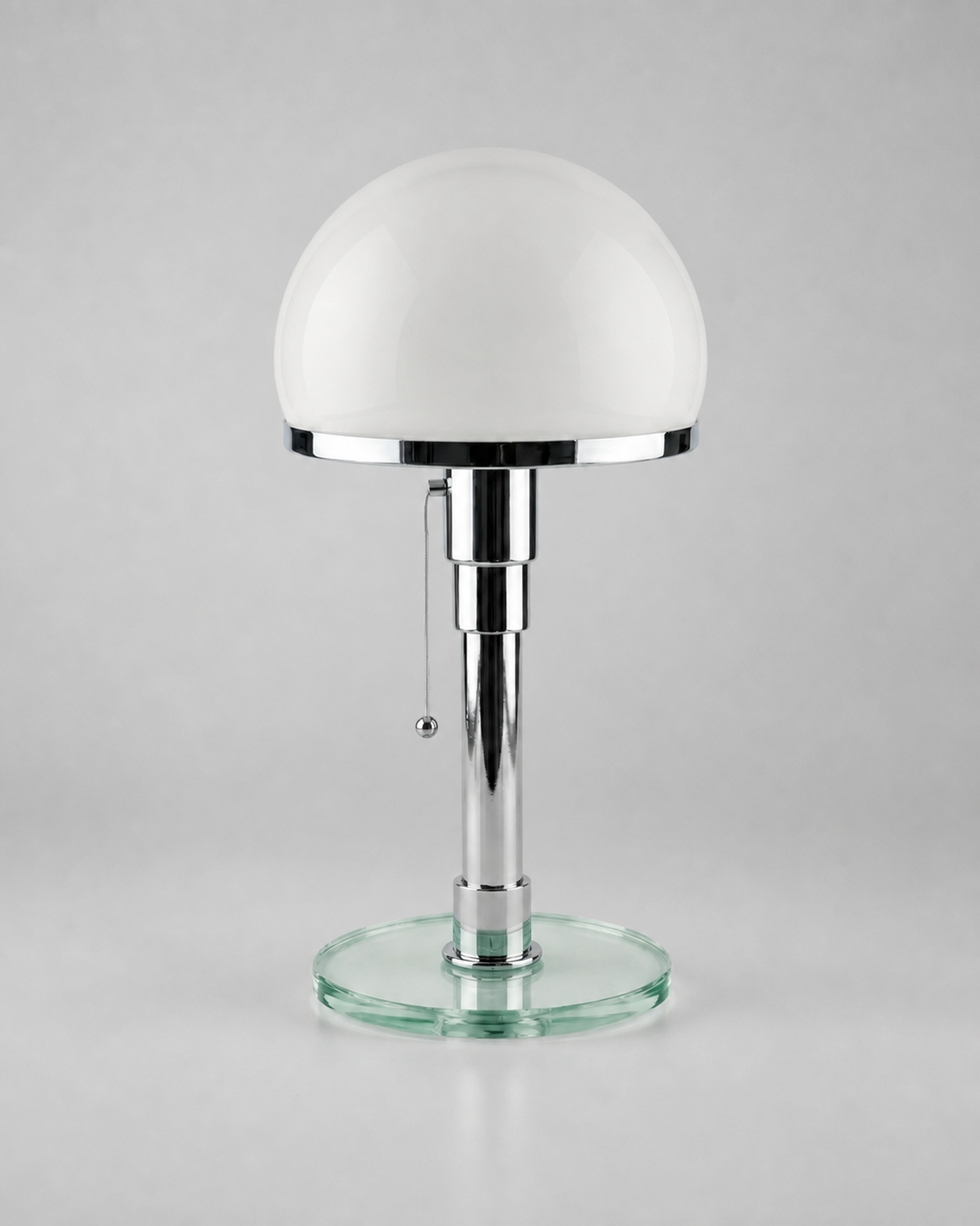 DOLIA Bauhaus Table Lamp — Opal Glass Globe, Chrome Base — Chrome, material detail | DecoHarmonie