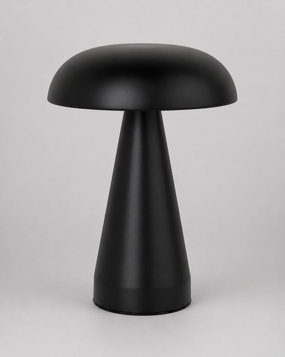 KEMI Cordless Table Lamp — Scandinavian Mushroom, USB Charging — Black, material detail | DecoHarmonie