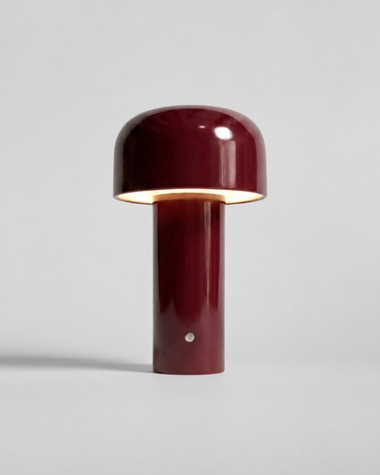 LAKO Cordless Table Lamp — Sculptural Metal, USB-C Dimmable — Burgundy, packshot | DecoHarmonie