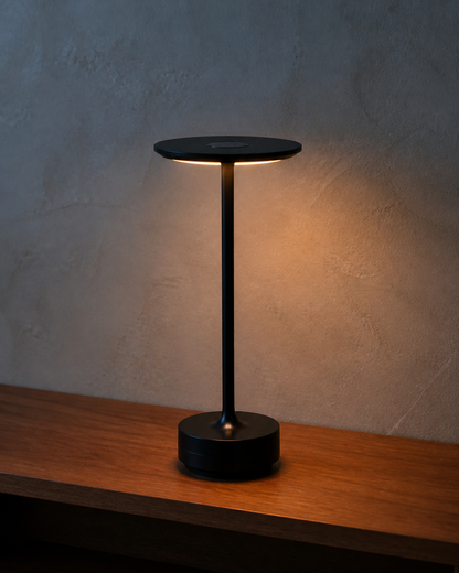 LIRI Cordless Table Lamp — Aluminium & Acrylic, Touch Dimmable — Black, lifestyle | DecoHarmonie