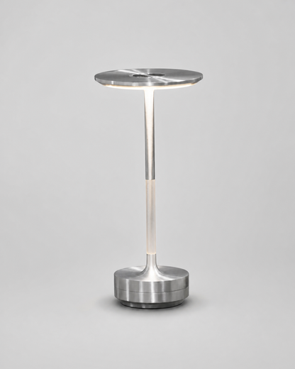 LIRI Cordless Table Lamp — Aluminium & Acrylic, Touch Dimmable — Silver, packshot | DecoHarmonie