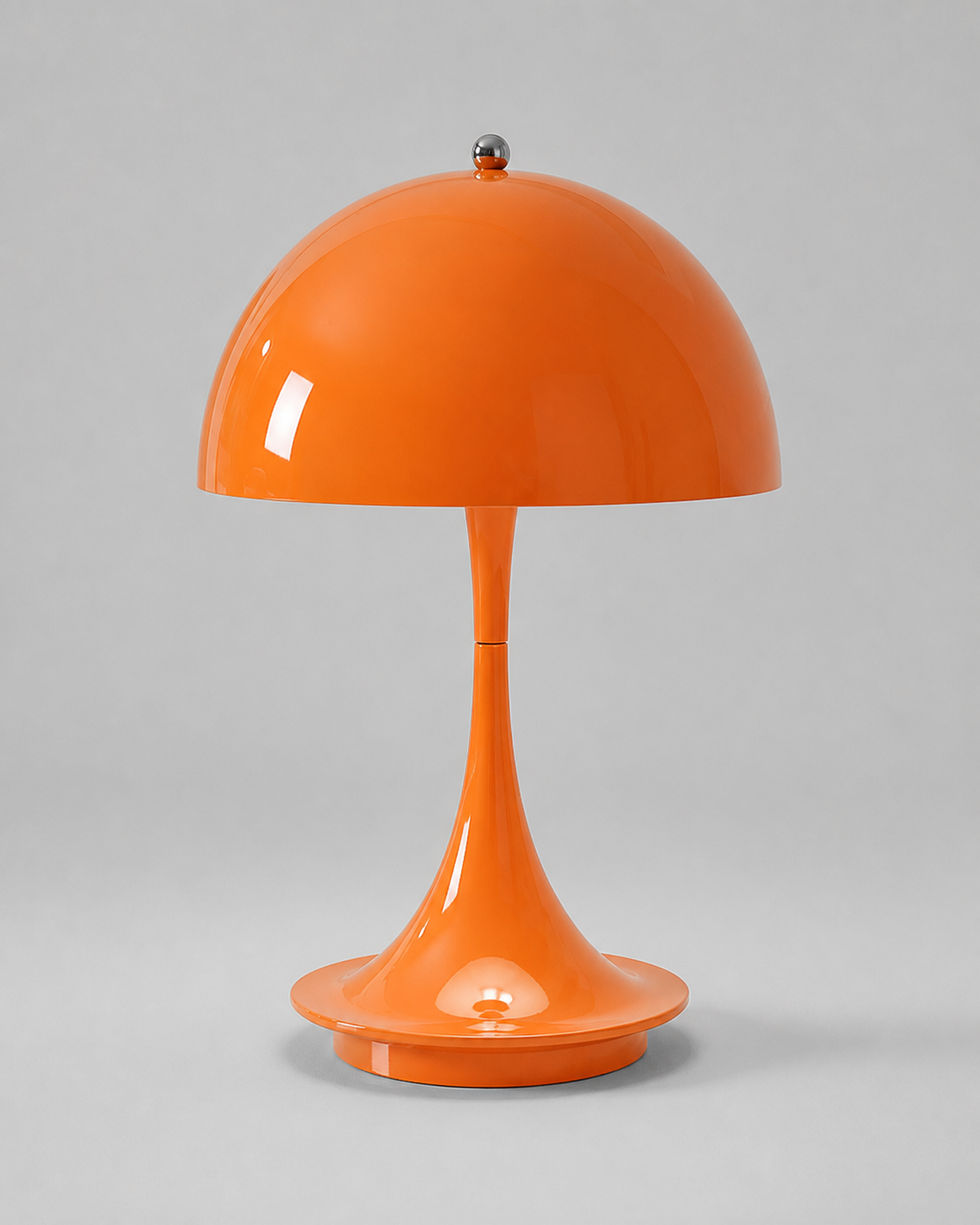 MIDO Cordless Table Lamp — Space Age Mushroom, Touch Control — Orange, studio packshot on grey background | DecoHarmonie
