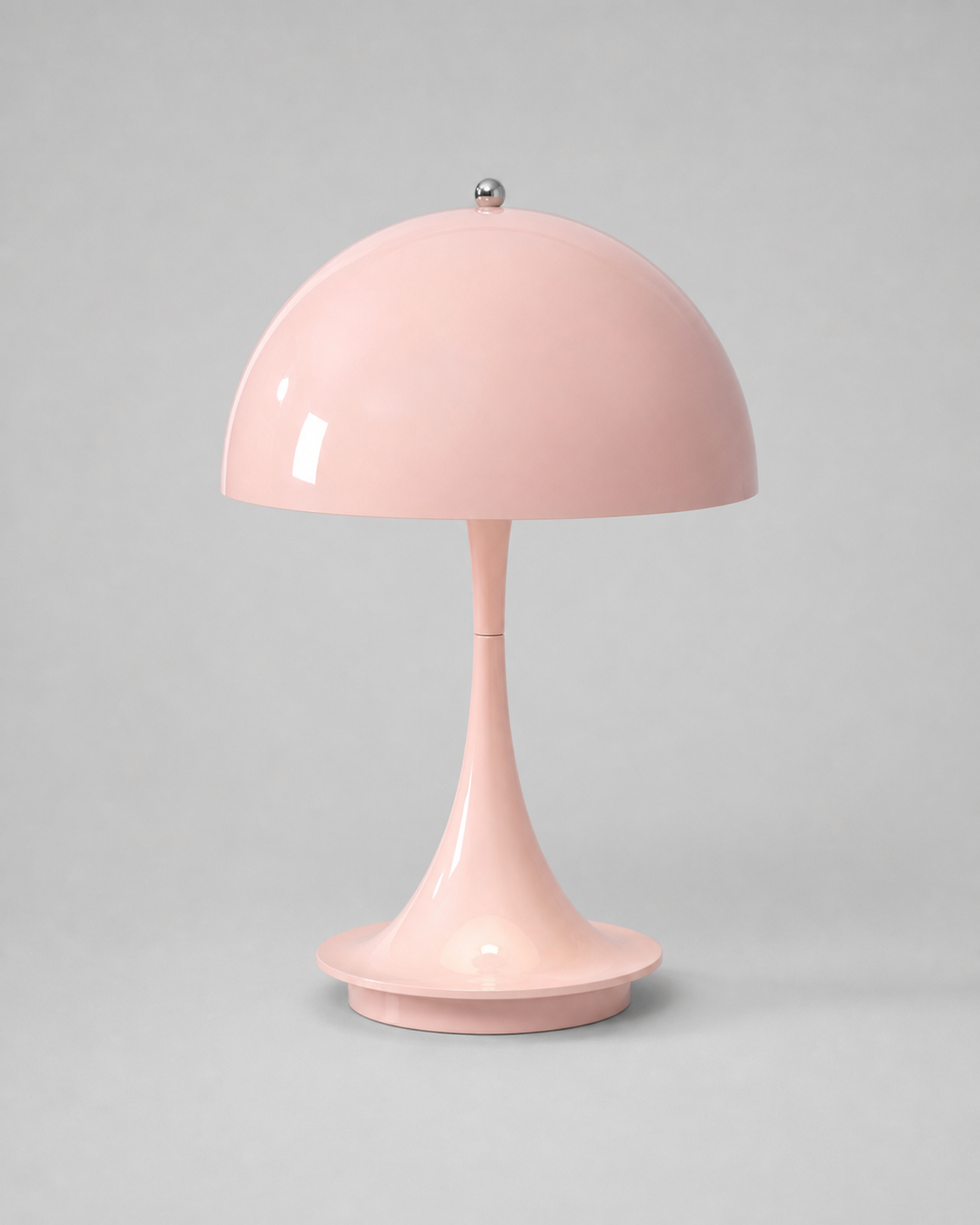 MIDO Cordless Table Lamp — Space Age Mushroom, Touch Control — Pink, studio packshot on grey background | DecoHarmonie