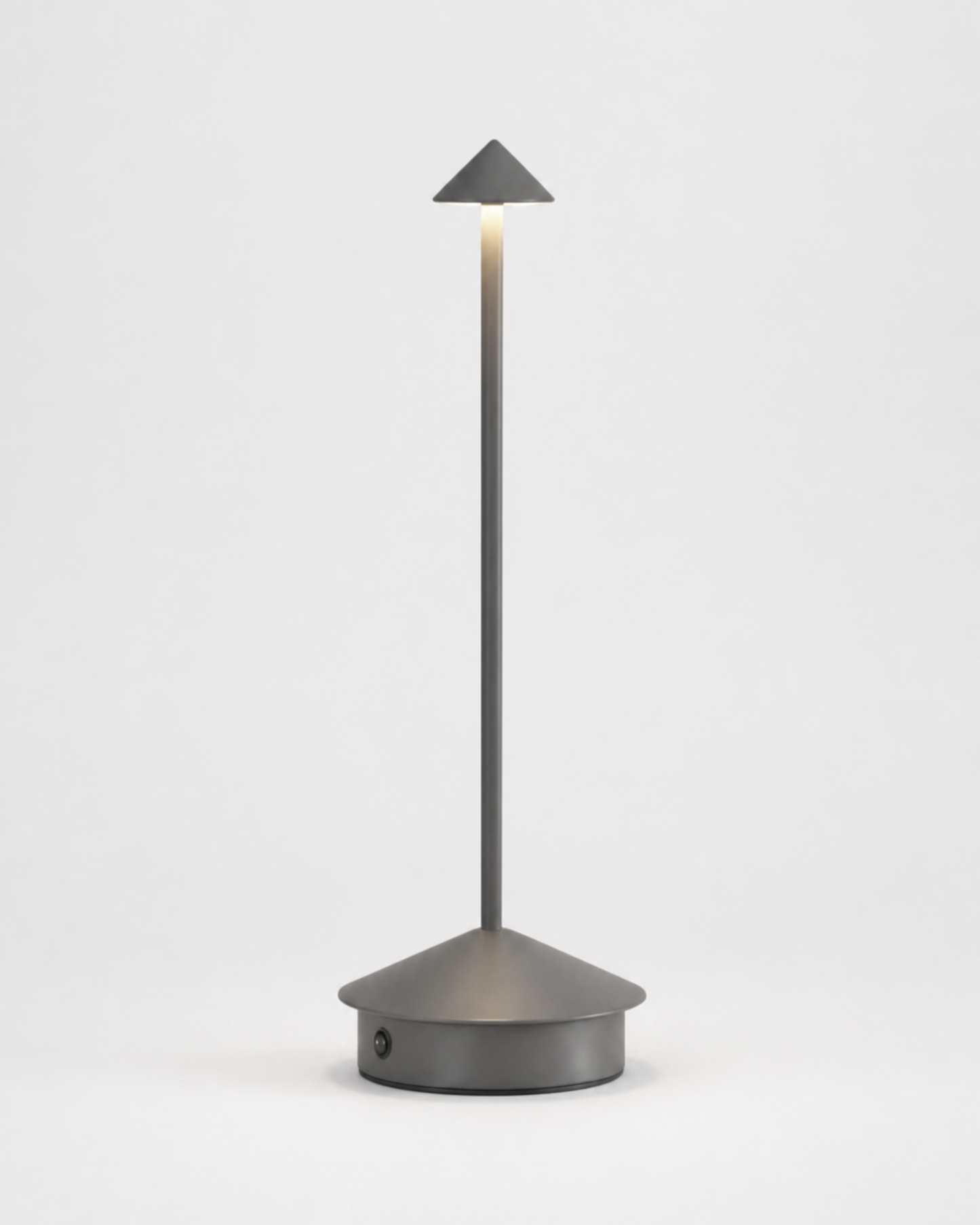 MIRO Cordless Table Lamp — Brushed Aluminium Cone, Touch Dimmer — Grey, packshot | DecoHarmonie