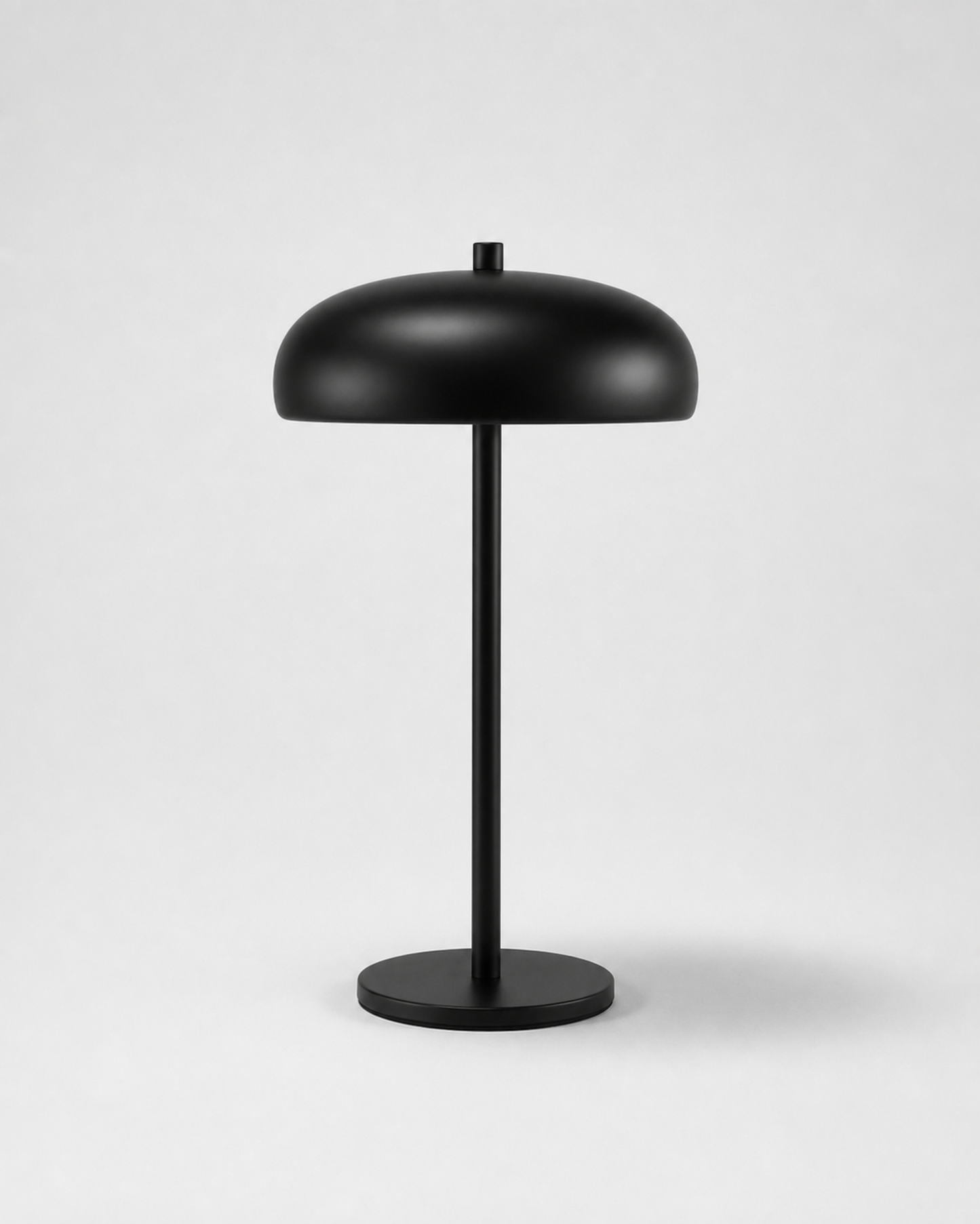 NARI Cordless Table Lamp — Mushroom Dome, Rechargeable LED — Black, studio packshot on grey background | DecoHarmonie
