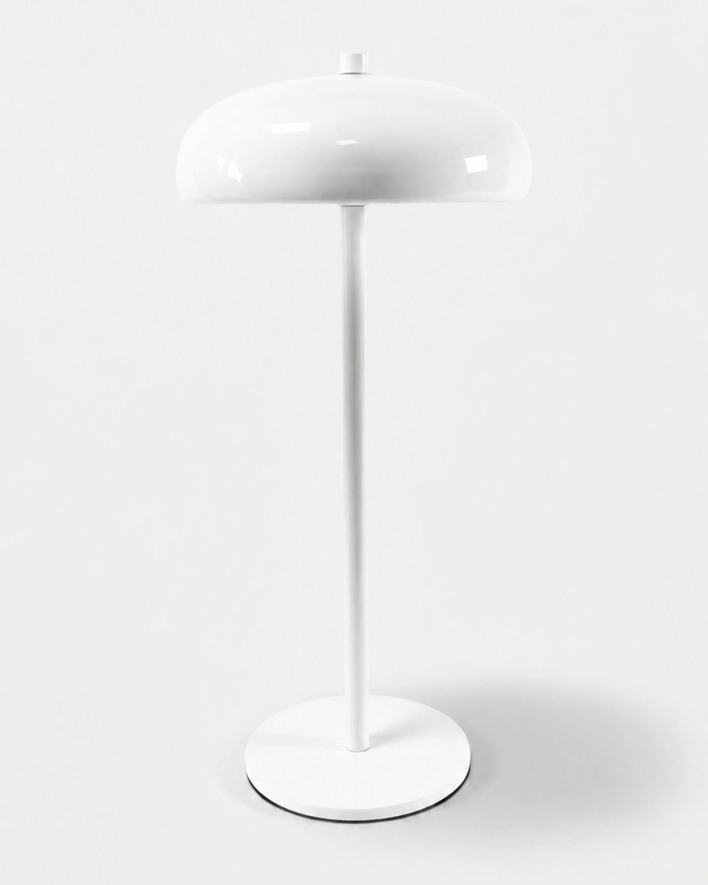 NARI Cordless Table Lamp — Mushroom Dome, Rechargeable LED — White, studio packshot on grey background | DecoHarmonie