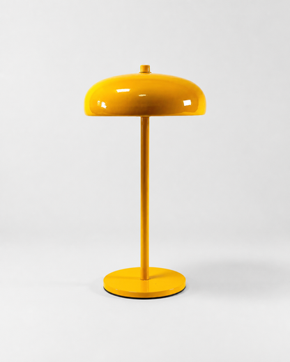 NARI Cordless Table Lamp — Mushroom Dome, Rechargeable LED — Yellow, studio packshot on grey background | DecoHarmonie