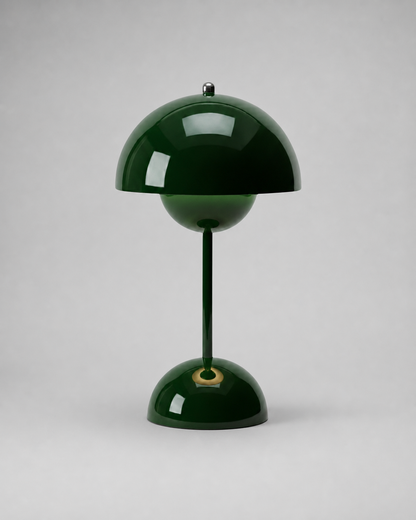 ODEN Cordless Mushroom Table Lamp — USB Rechargeable, Many Colours — Green, studio packshot on grey background | DecoHarmonie