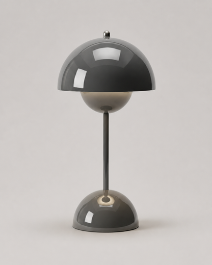 ODEN Cordless Mushroom Table Lamp — USB Rechargeable, Many Colours — Grey, studio packshot on grey background | DecoHarmonie