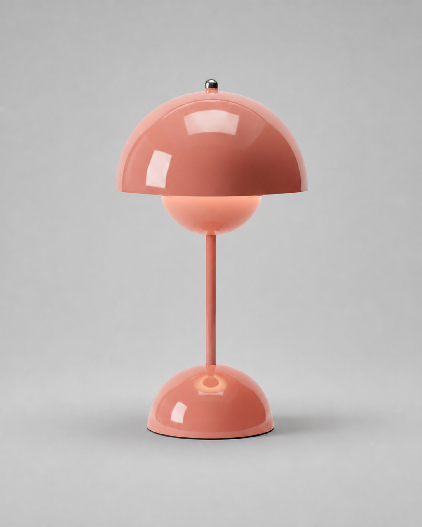 ODEN Cordless Mushroom Table Lamp — USB Rechargeable, Many Colours — Pink, studio packshot on grey background | DecoHarmonie