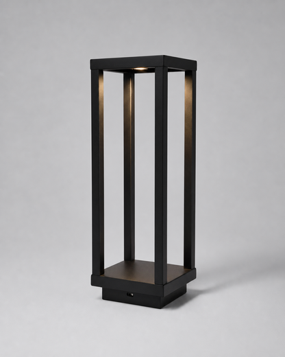 SORA Cordless Table Lamp — Aluminium Lantern — Black, alternate studio | DecoHarmonie