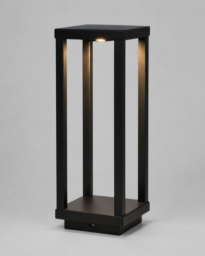 SORA Cordless Table Lamp — Aluminium Lantern — Black, detail view | DecoHarmonie