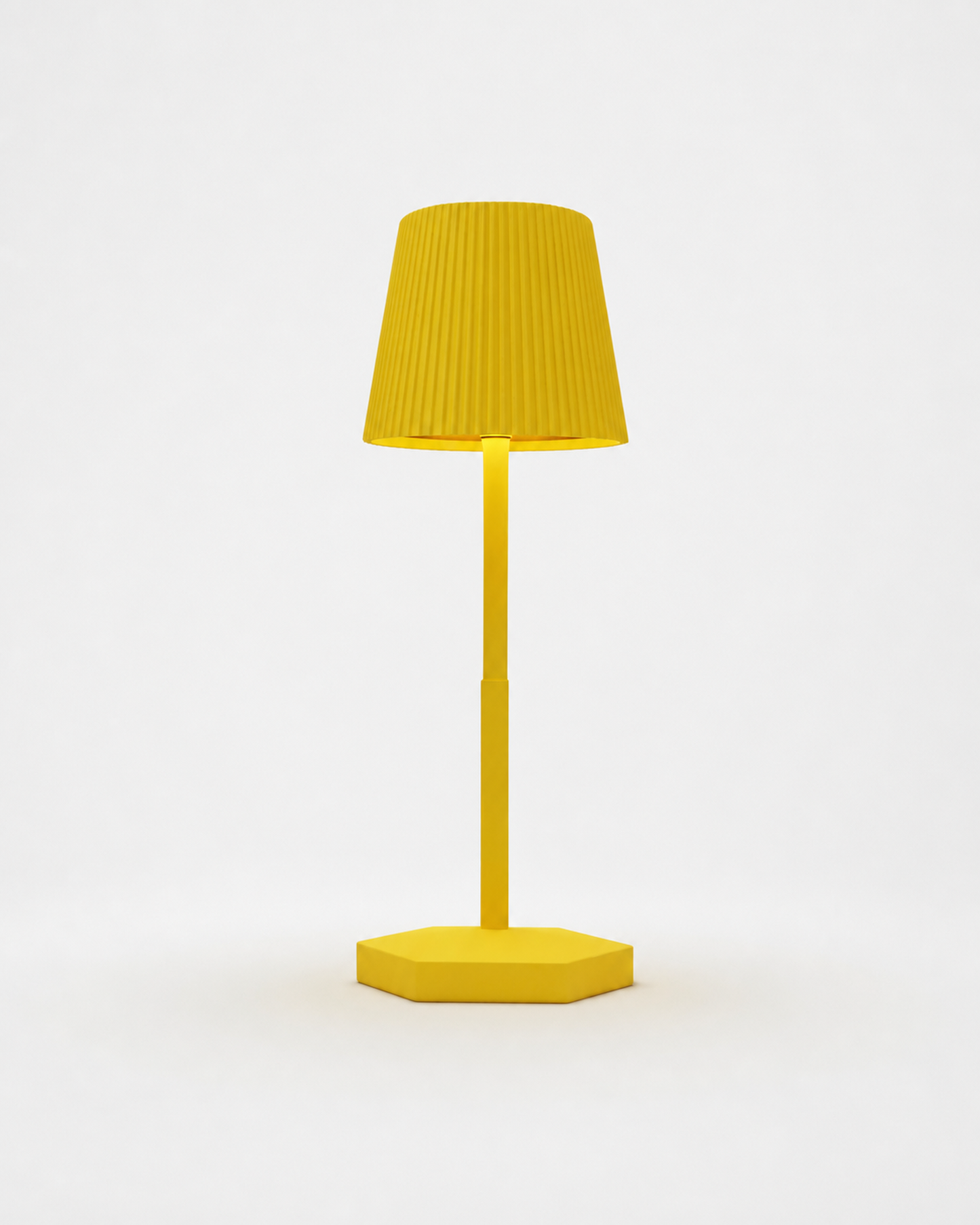 TOVI Cordless Table Lamp — Pleated Shade, Variable White LED — Gold, studio packshot on grey background | DecoHarmonie