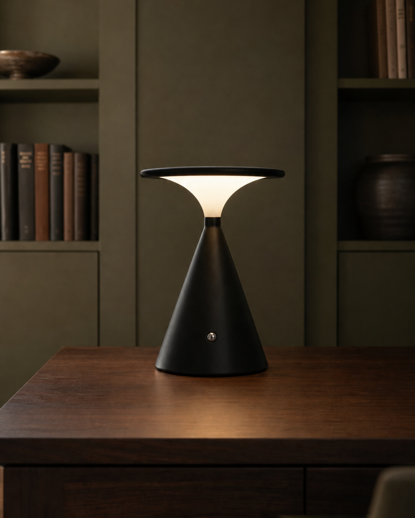 VEGA Cordless Table Lamp — Sculptural Aluminium, Touch Control — Black, lifestyle | DecoHarmonie