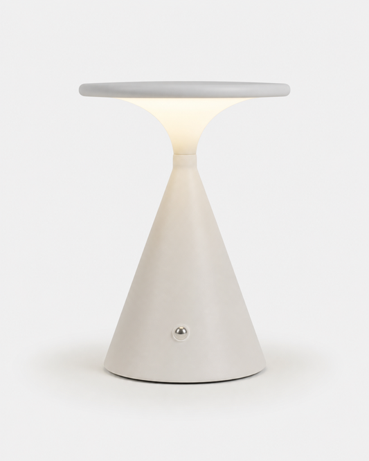 VEGA Cordless Table Lamp — Sculptural Aluminium, Touch Control — White, packshot | DecoHarmonie