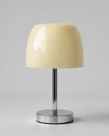 RANGO Table Lamp — Mirror Chrome & Glass Dome, USB Port — Beige, packshot | DecoHarmonie