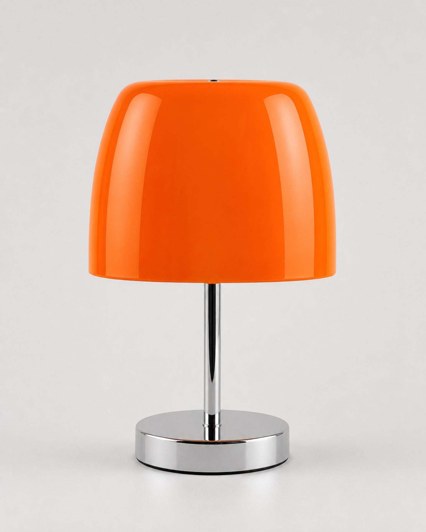 RANGO Table Lamp — Mirror Chrome & Glass Dome, USB Port — Orange, packshot | DecoHarmonie