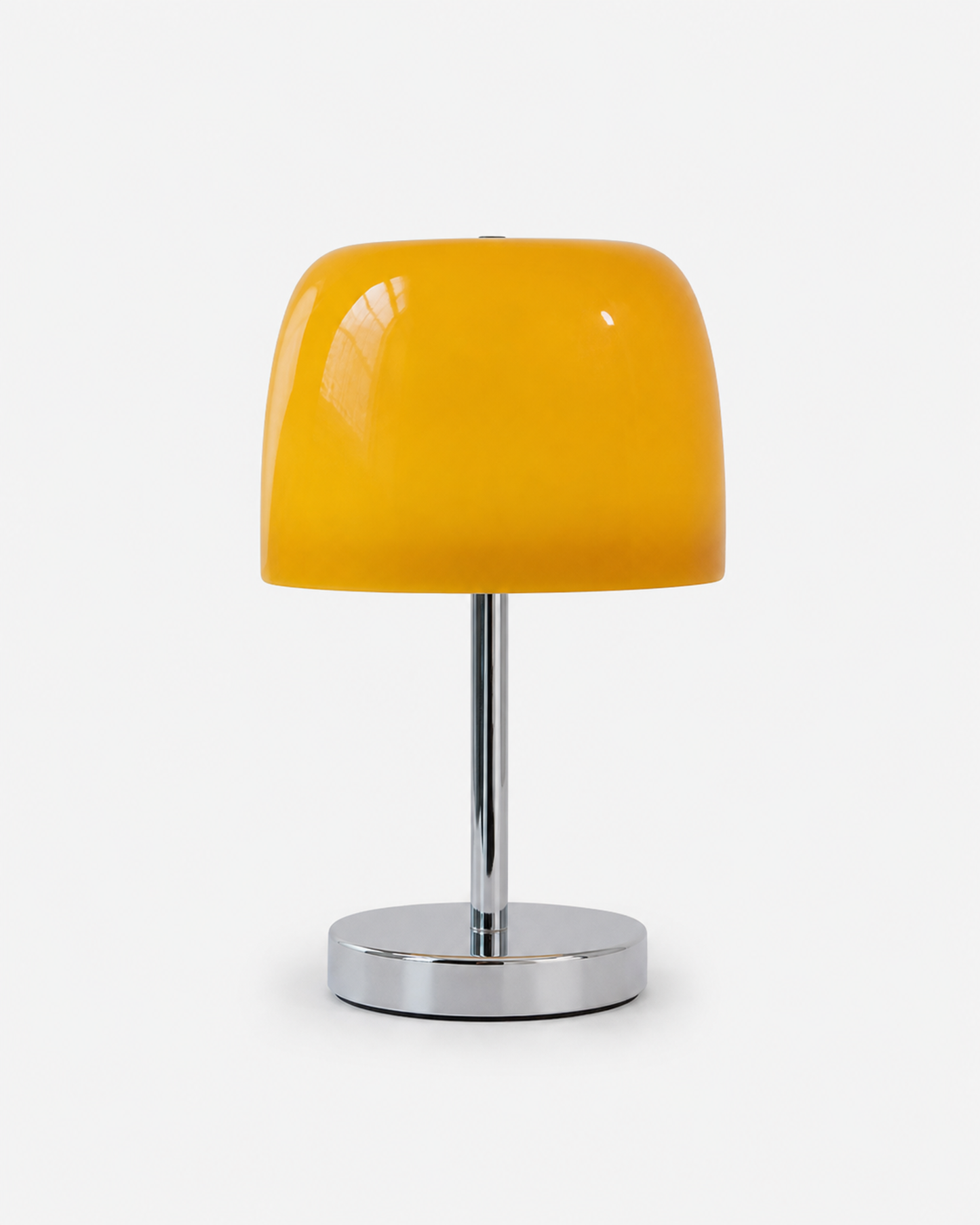 RANGO Table Lamp — Mirror Chrome & Glass Dome, USB Port — Yellow, packshot | DecoHarmonie