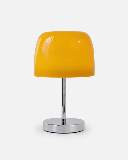 RANGO Table Lamp — Mirror Chrome & Glass Dome, USB Port — Yellow, packshot | DecoHarmonie