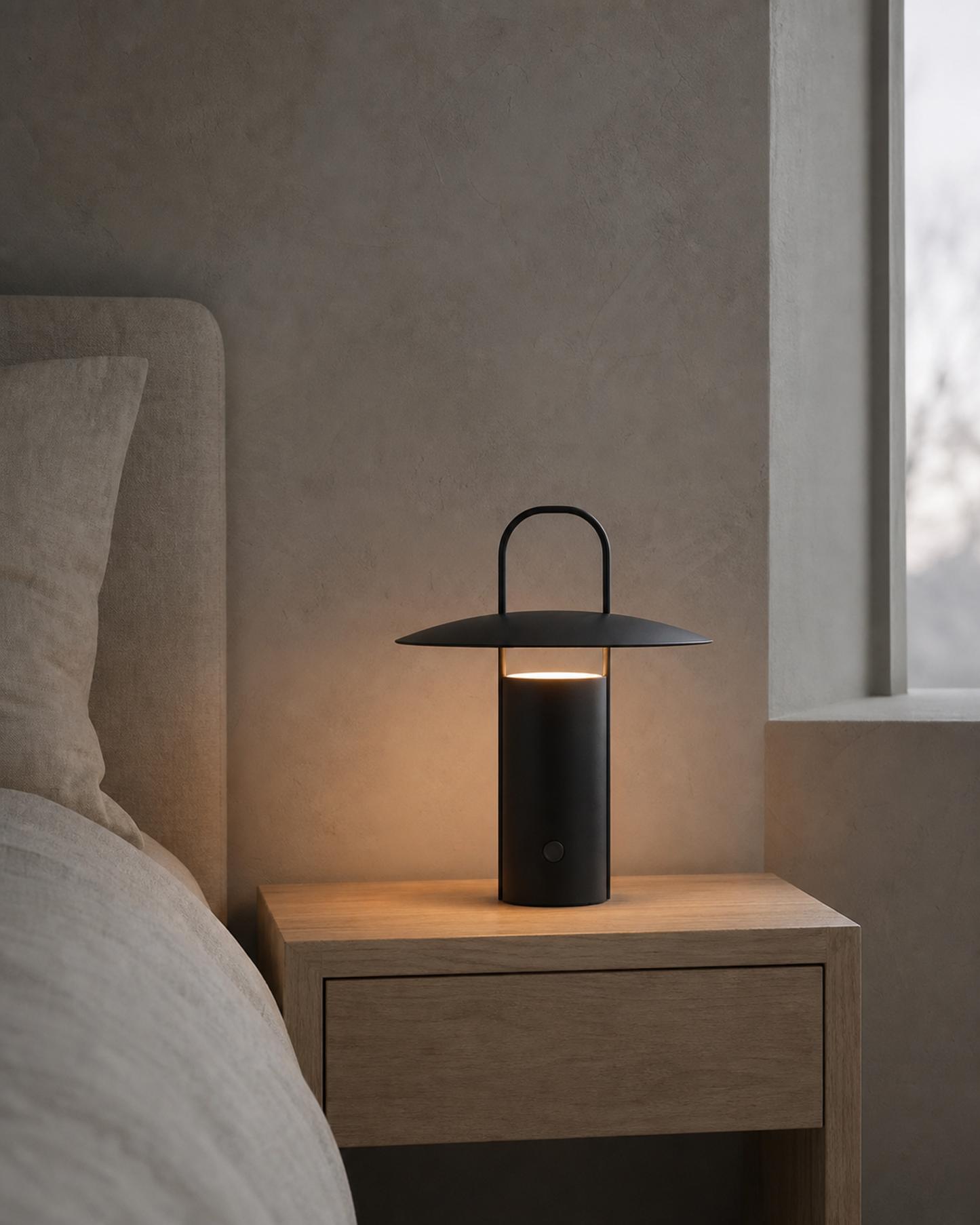 ORKA Portable Table Lamp — Solid Aluminium, Rechargeable — Black, lifestyle | DecoHarmonie