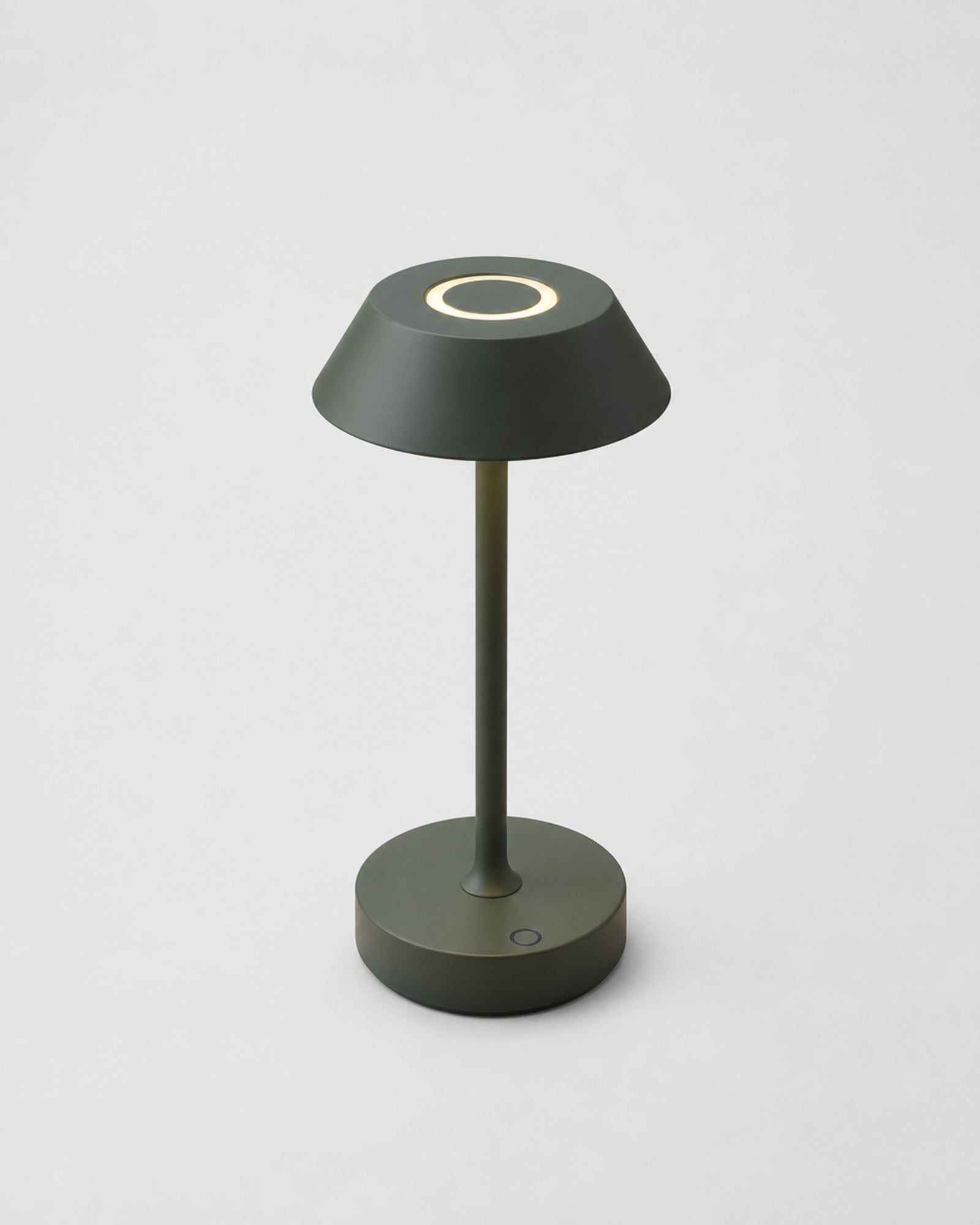 RUVA Metal Table Lamp — Machined Body, USB-C, Touch Dimmable LED — Green, studio packshot on grey background | DecoHarmonie