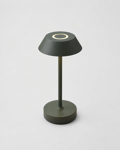 RUVA Metal Table Lamp — Machined Body, USB-C, Touch Dimmable LED — Green, studio packshot on grey background | DecoHarmonie
