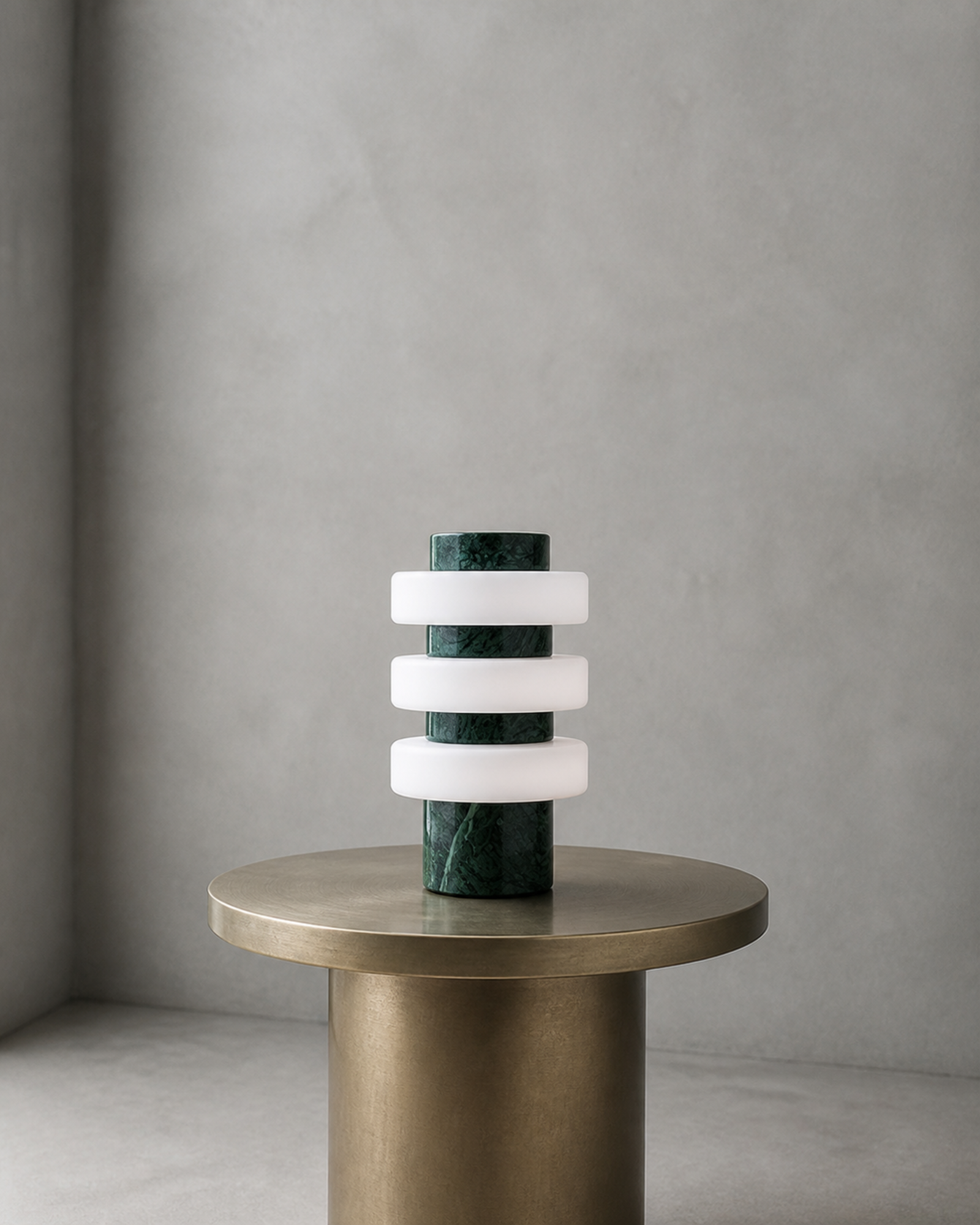 JALA Table Lamp — Raw Travertine & Acrylic, Sculptural Design — Green Marble, lifestyle | DecoHarmonie