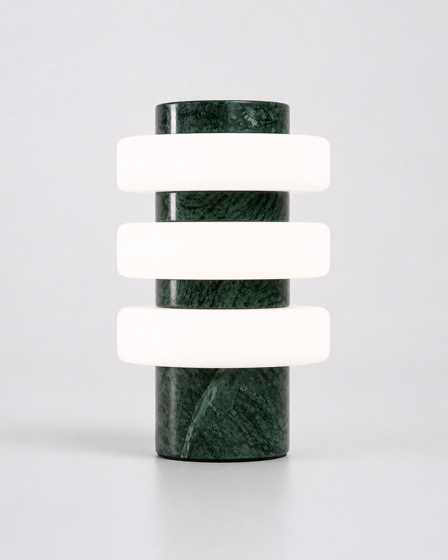 JALA Table Lamp — Raw Travertine & Acrylic, Sculptural Design — Green Marble, packshot | DecoHarmonie